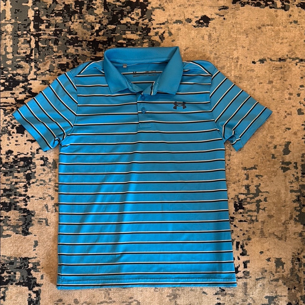 Under Armour Kids Blue Striped Polo Shirt